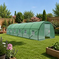 Walk-In Greenhouse Tunnel 9x3x2M Garden Plant House Steel Frame PE Cover