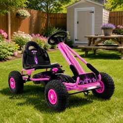 Your Child's New Favorite Pink Pedal Go Kart for 3+