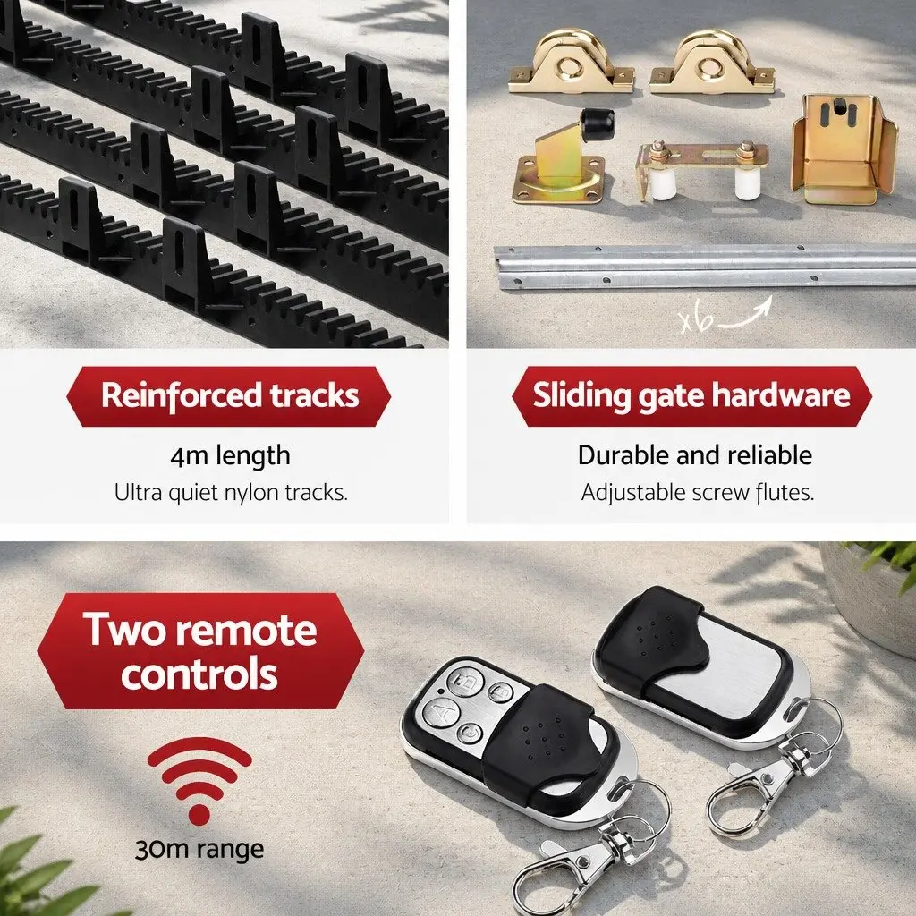 Electric Sliding Gate Opener Motor 450W Automatic Remote Control Kit for Gates up to 1200kg