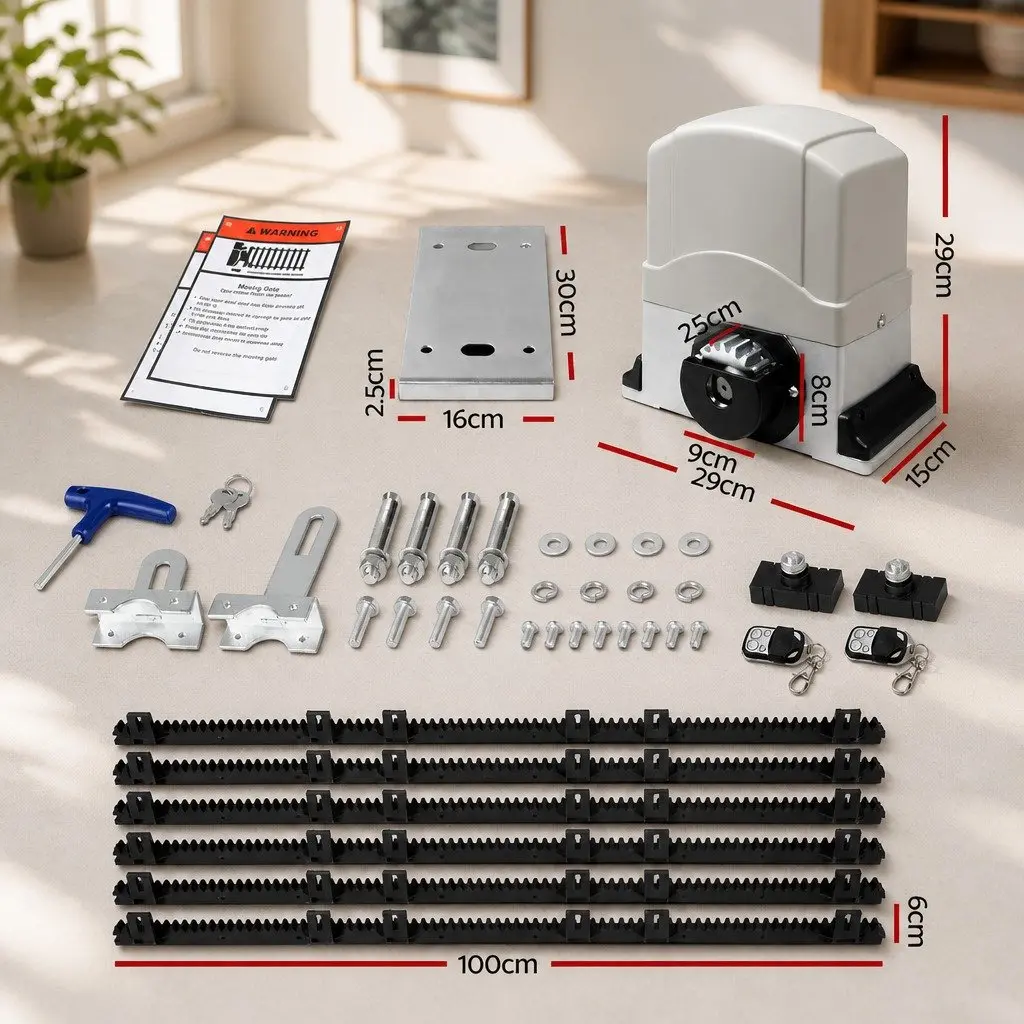 Automatic Electric Gate Opener 6M 1200KG White Remote Control Motor System