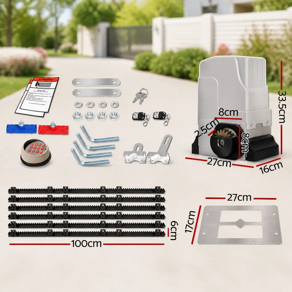 Electric Sliding Gate Opener 1800KG 6M Rail Keypad Remote Control System