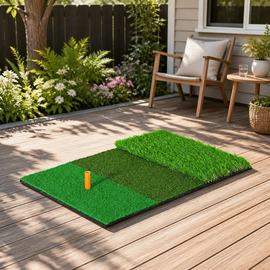 Golf Hitting Mat 3 in 1 Portable 40cm x 60cm Driving Range Practice Training Aid Green Turf