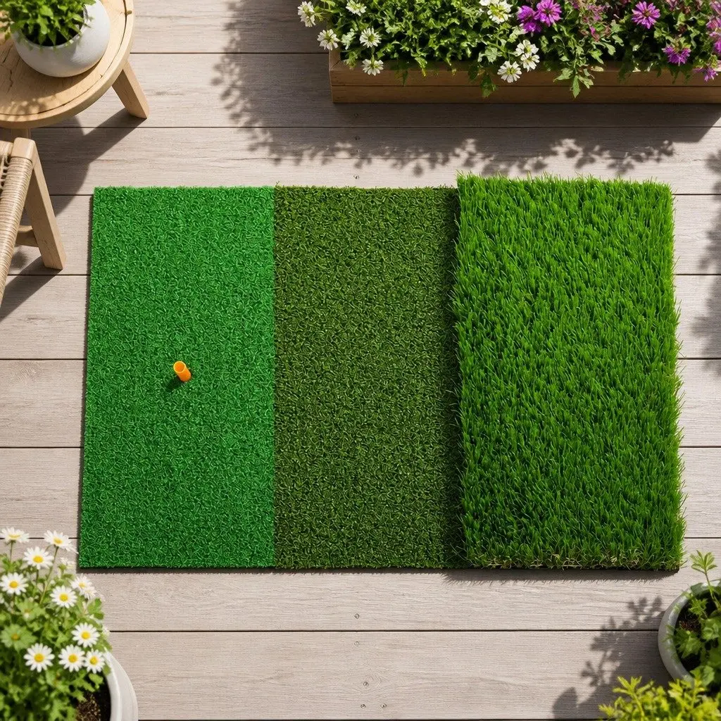 Golf Hitting Mat 3 in 1 Portable 40cm x 60cm Driving Range Practice Training Aid Green Turf