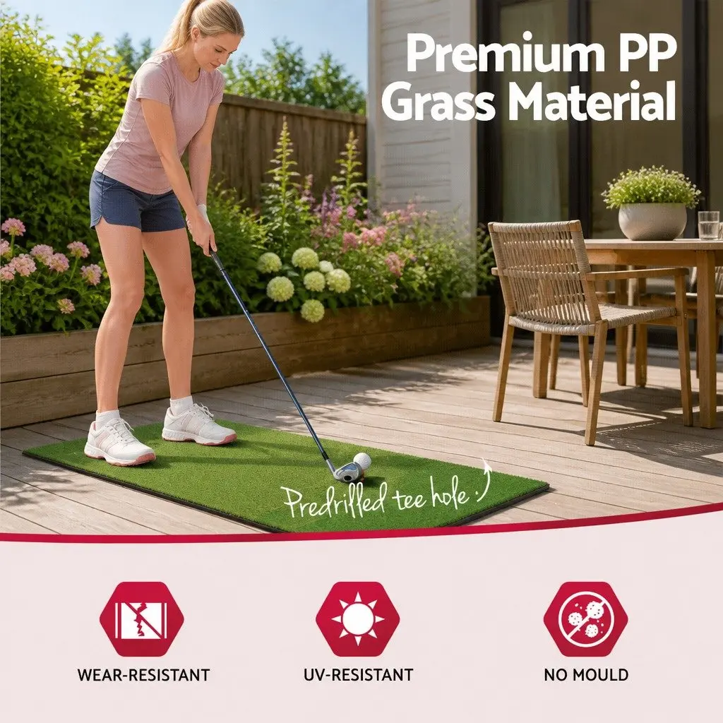 Golf Hitting Mat 3 in 1 Portable 40cm x 60cm Driving Range Practice Training Aid Green Turf