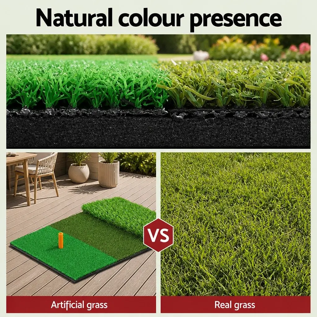 Golf Hitting Mat 3 in 1 Portable 40cm x 60cm Driving Range Practice Training Aid Green Turf