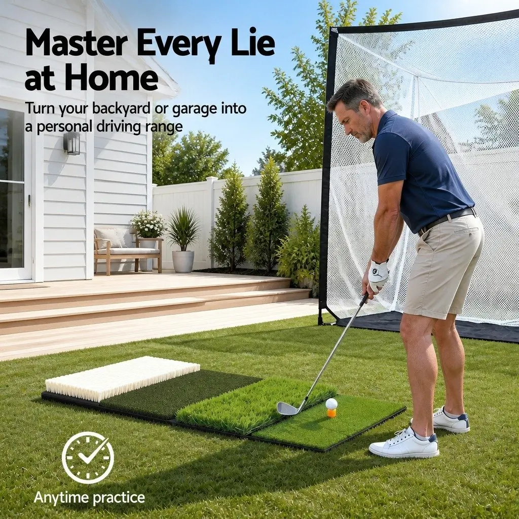 Golf Hitting Mat 4 in 1 Foldable Practice Turf Training Aid 75cm x 38cm x 5.4cm