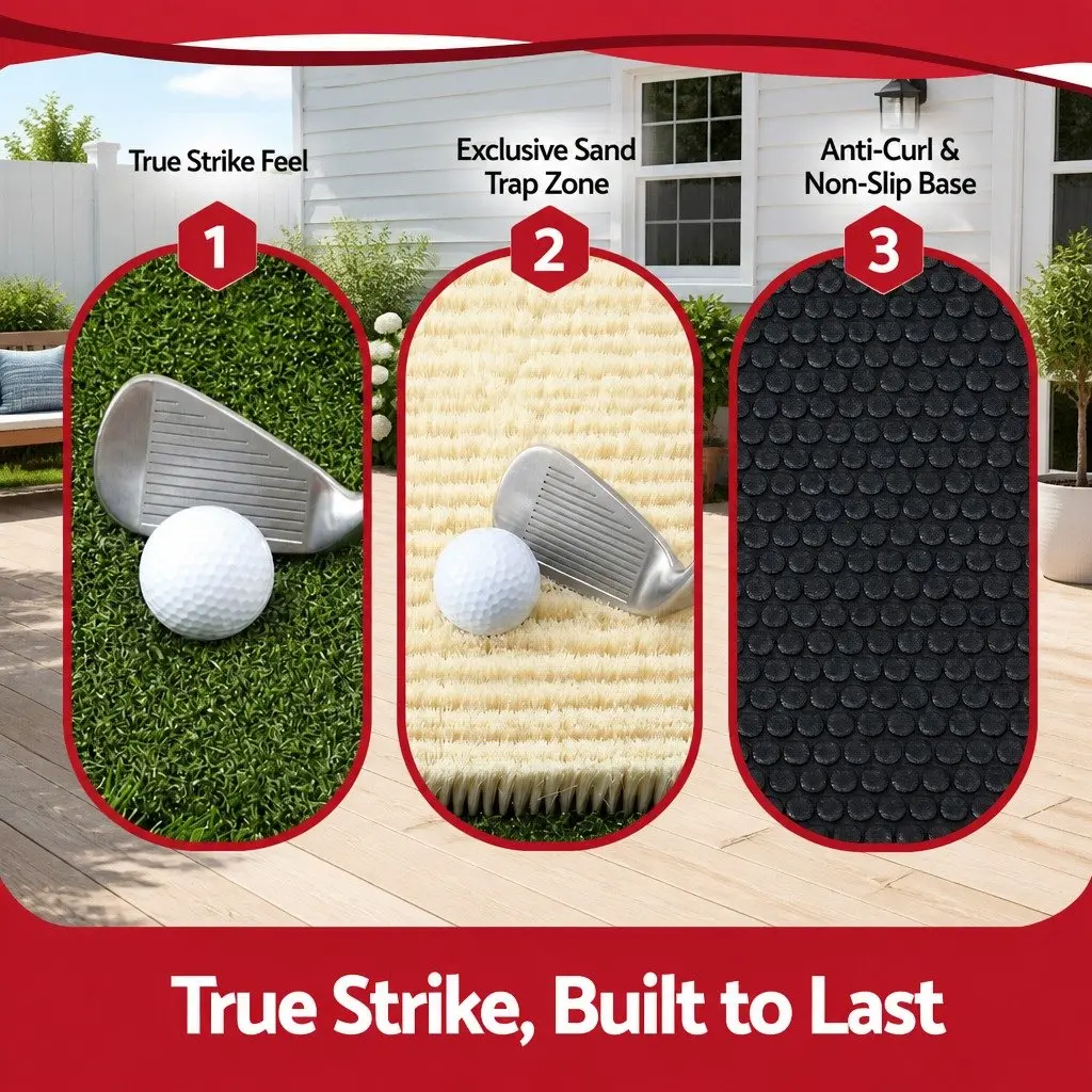 Golf Hitting Mat 4 in 1 Foldable Practice Turf Training Aid 75cm x 38cm x 5.4cm