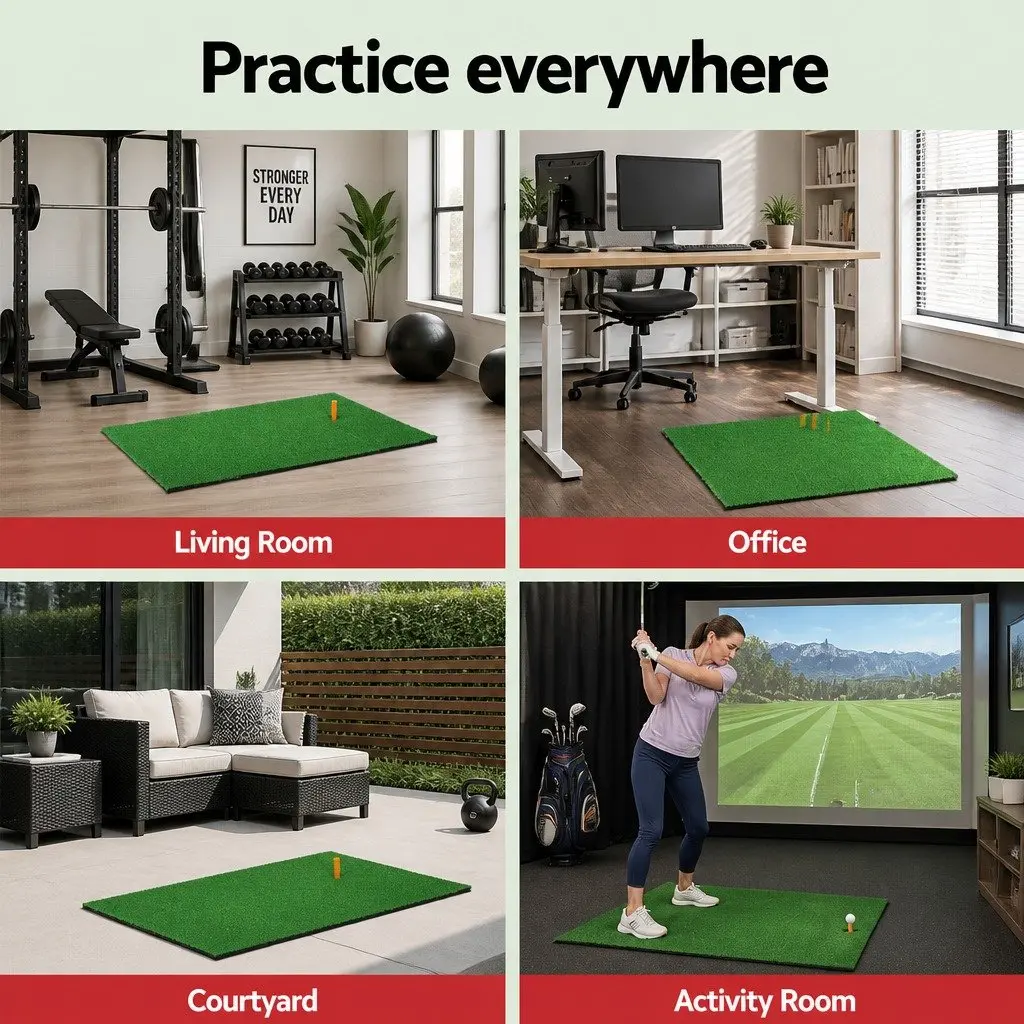 Golf Hitting Practice Mat Portable 80x60cm Green