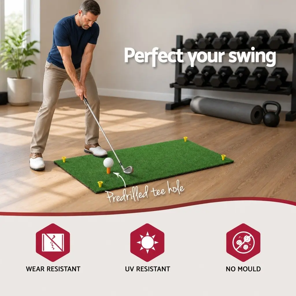 Golf Hitting Mat Portable Foldable 60x30cm Green