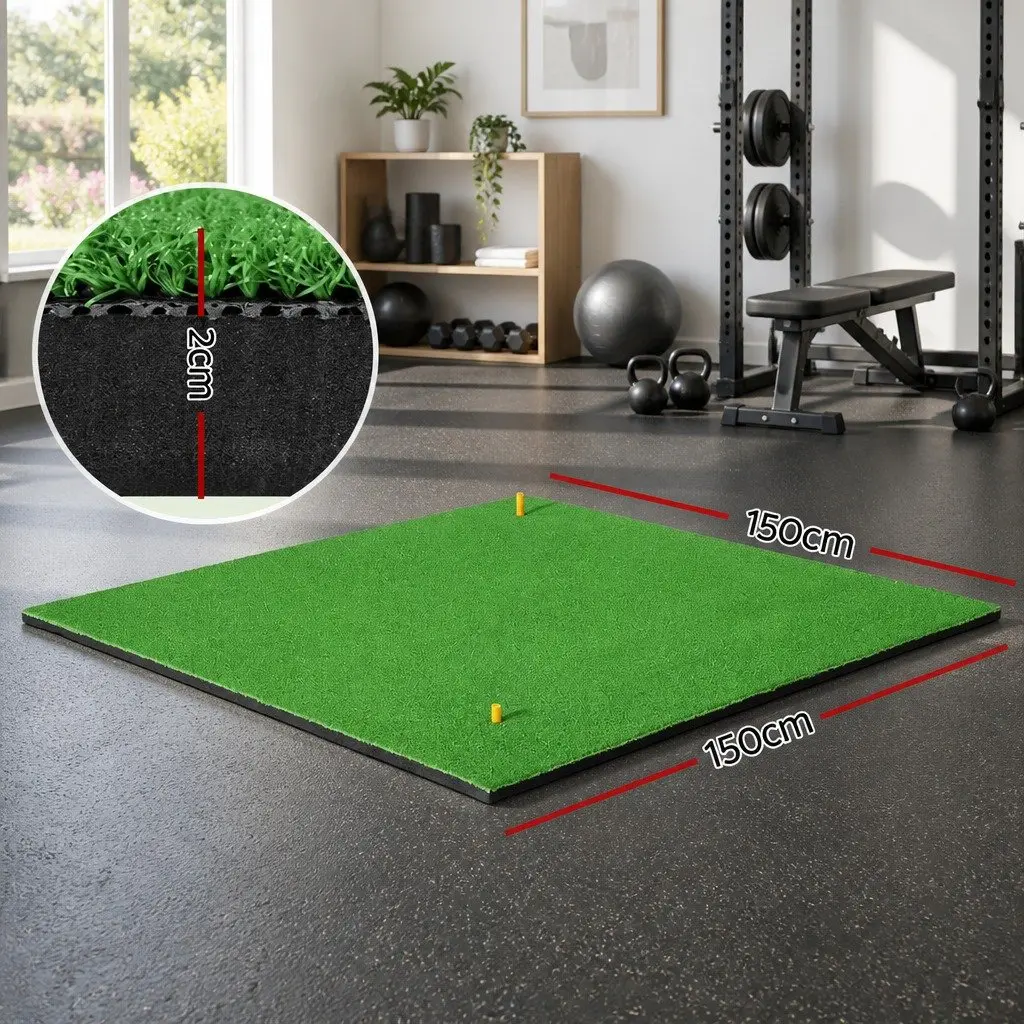 Golf Hitting Mat Portable 150x150cm Practice Training Grass