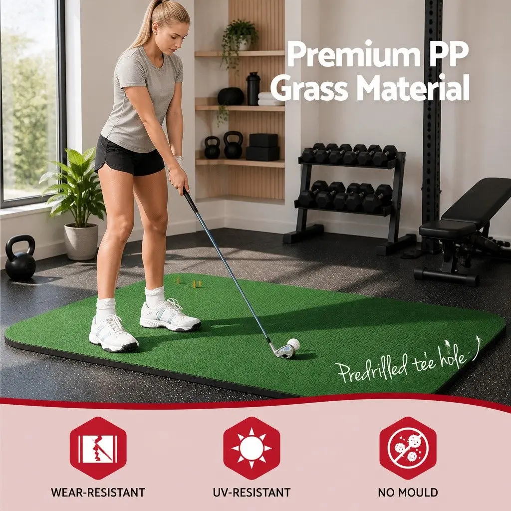 Golf Hitting Mat Portable 150x150cm Practice Training Grass