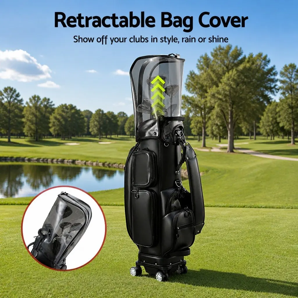Golf Cart Bag Rolling Buggy with Spinner Wheels Black
