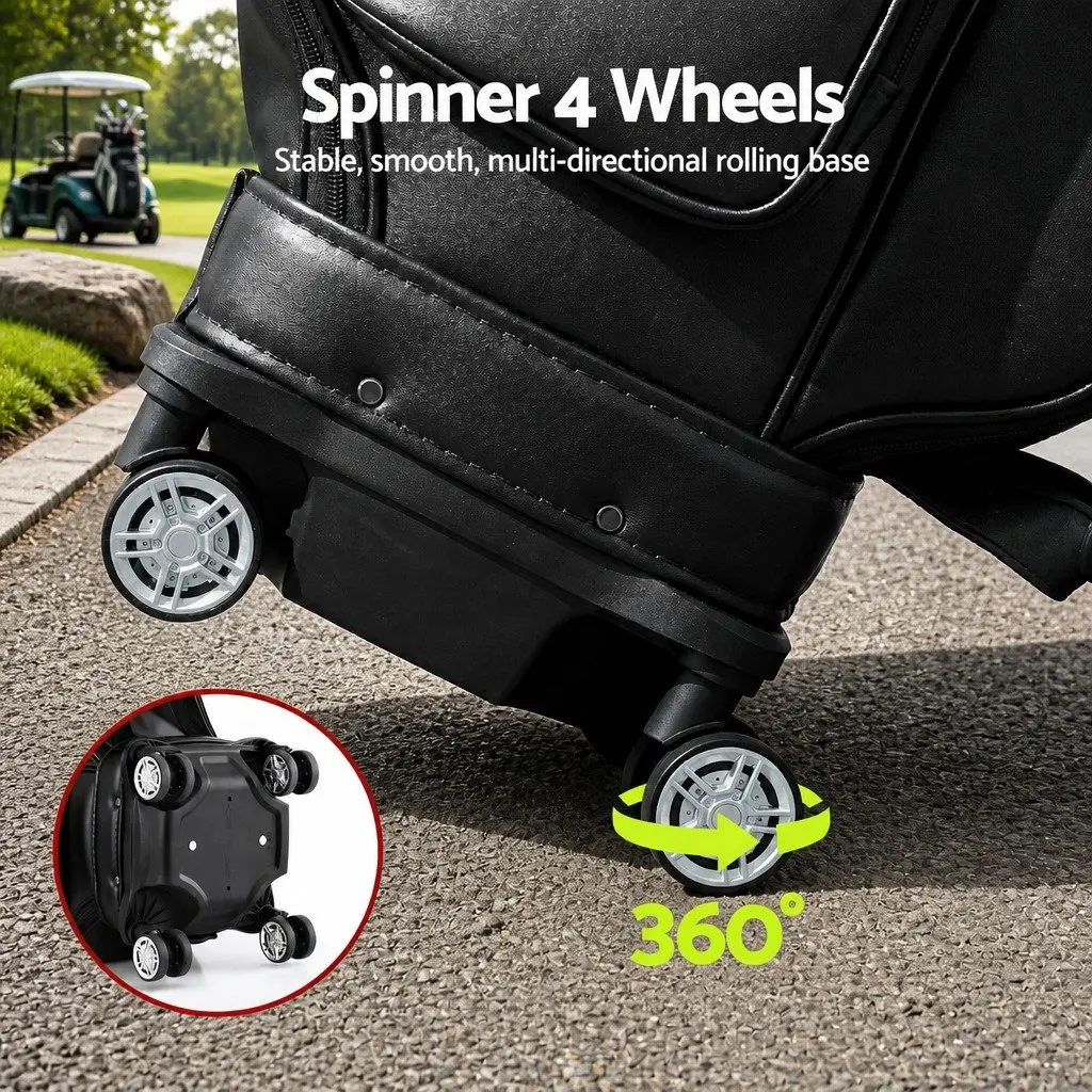 Golf Cart Bag Rolling Buggy with Spinner Wheels Black