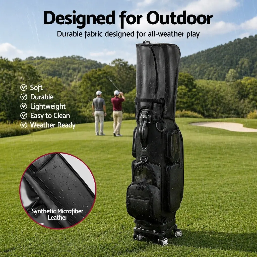 Golf Cart Bag Rolling Buggy with Spinner Wheels Black