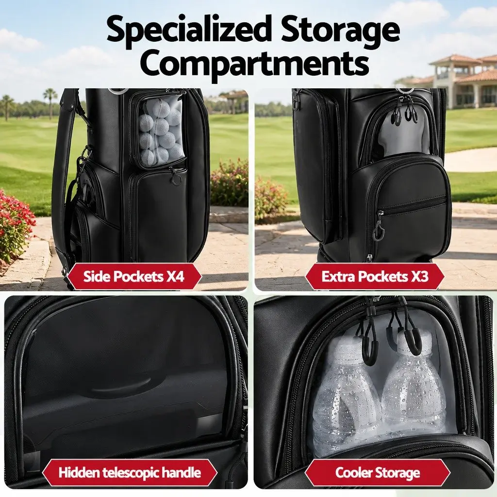 Golf Cart Bag Rolling Buggy with Spinner Wheels Black