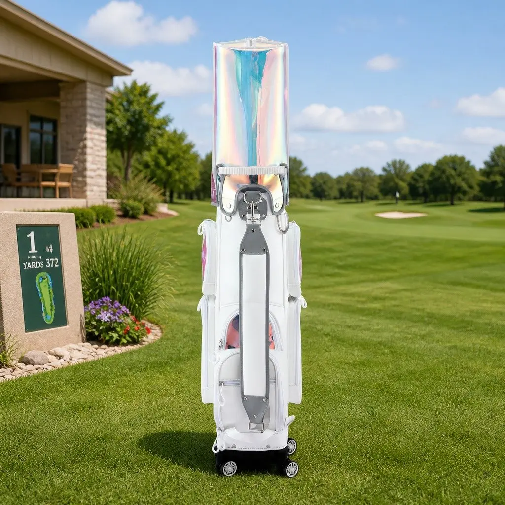 Golf Cart Bag Rolling Buggy Club Organiser with Spinner Wheels Telescopic Handle