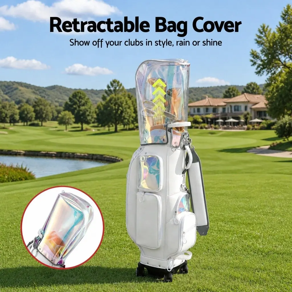 Golf Cart Bag Rolling Buggy Club Organiser with Spinner Wheels Telescopic Handle