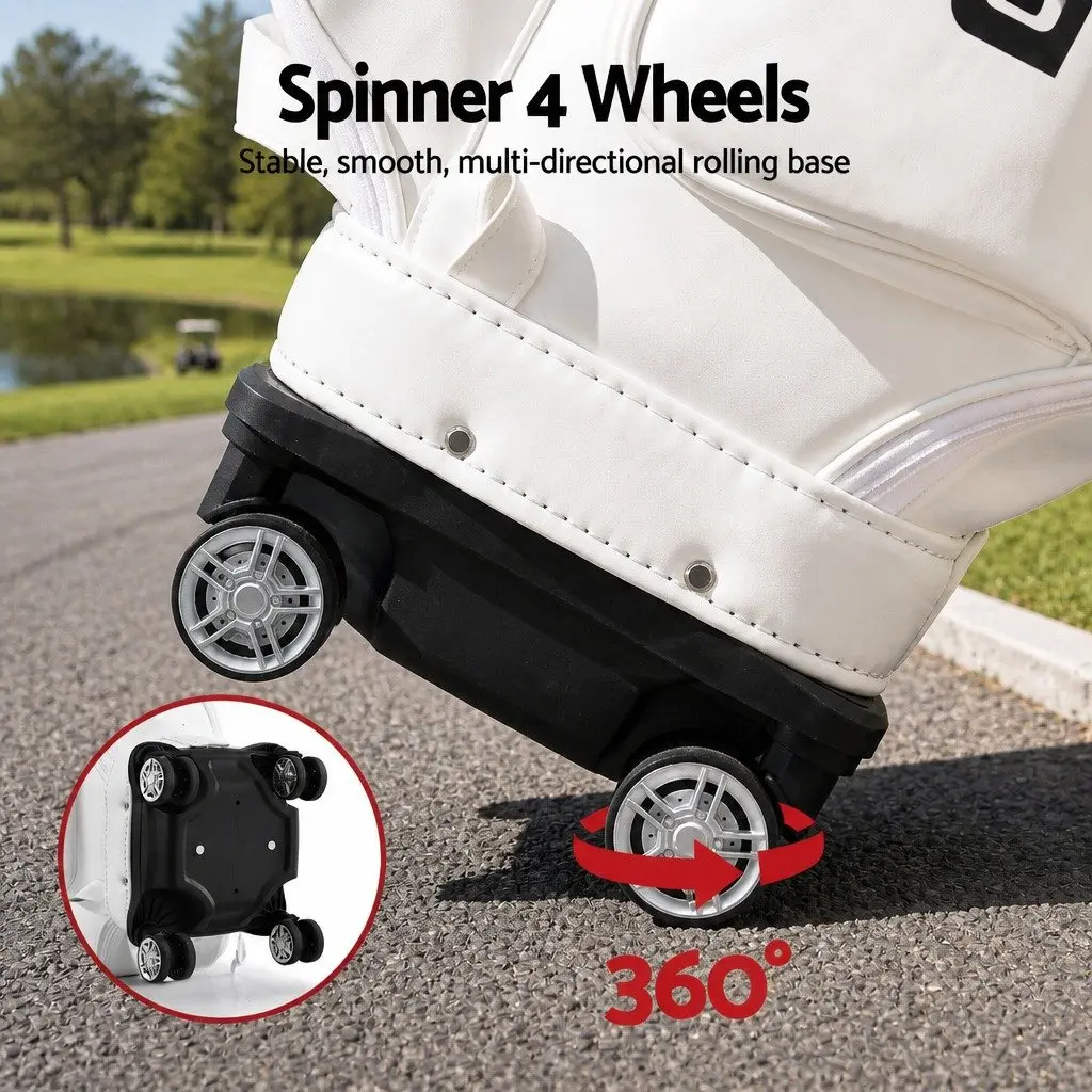 Golf Cart Bag Rolling Buggy Club Organiser with Spinner Wheels Telescopic Handle