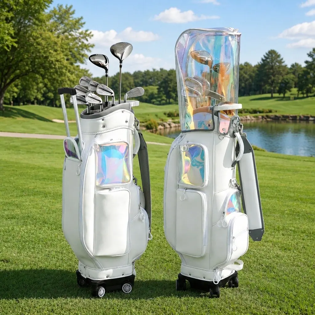 Golf Cart Bag Rolling Buggy Club Organiser with Spinner Wheels Telescopic Handle