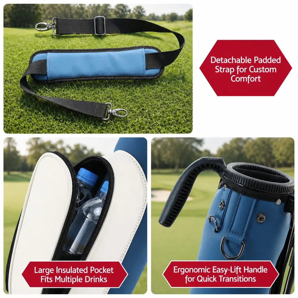 Golf Stand Bag Lightweight Sunday Pitch And Putt Carry Compact Design Blue