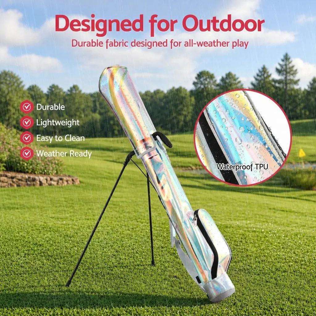 Golf Stand Bag Compact Lightweight Holographic Multicolour Pitch And Putt Carry