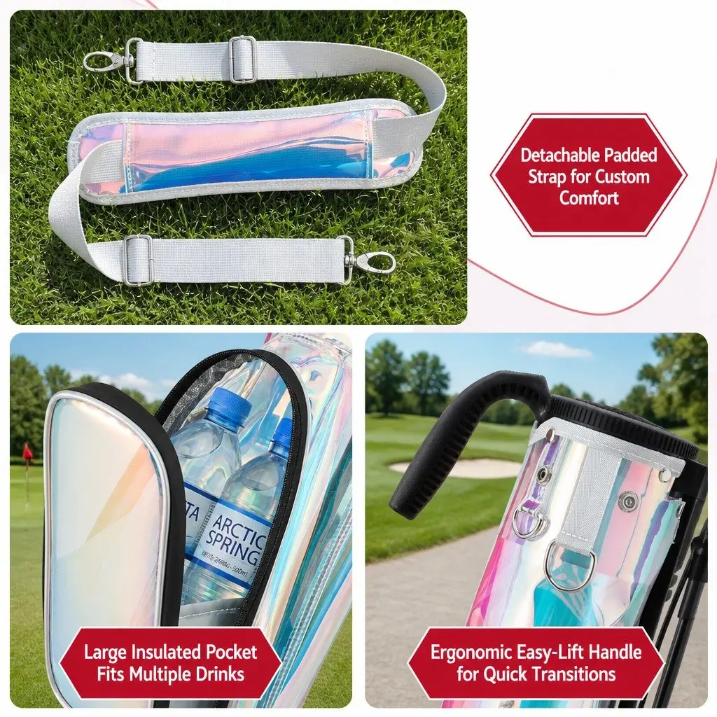 Golf Stand Bag Compact Lightweight Holographic Multicolour Pitch And Putt Carry