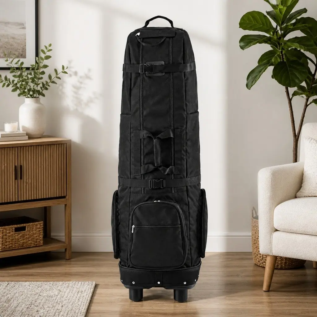 Golf Travel Bag Flight Cover Foldable Soft Case Wheels Airline Black
