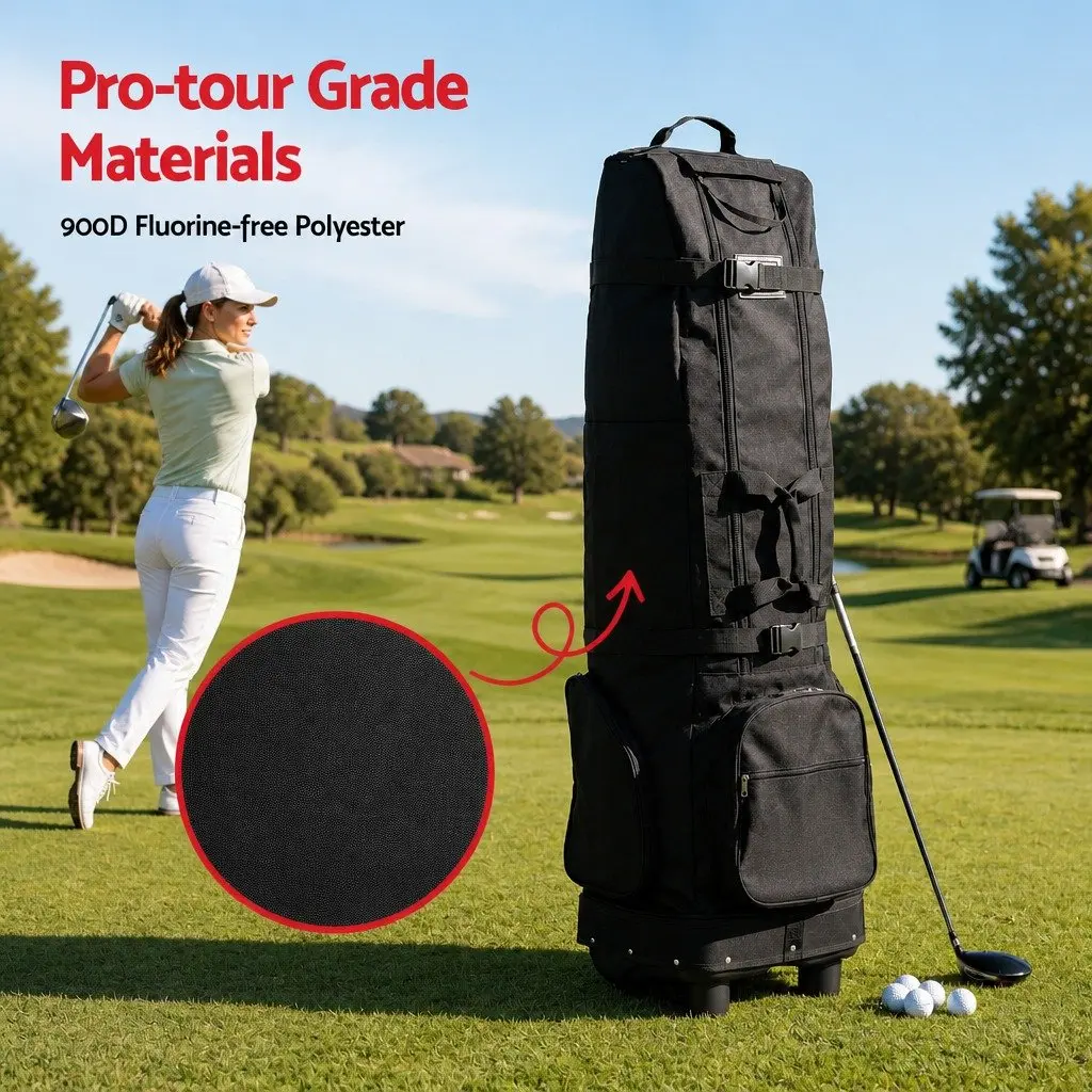 Golf Travel Bag Flight Cover Foldable Soft Case Wheels Airline Black