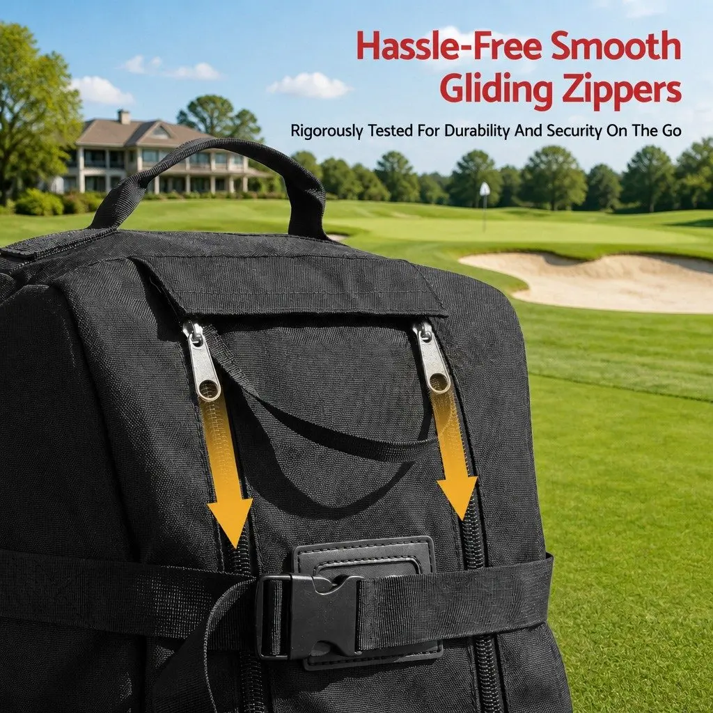Golf Travel Bag Flight Cover Foldable Soft Case Wheels Airline Black