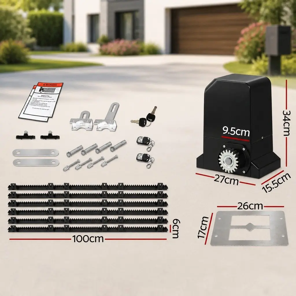 Automatic Sliding Gate Opener Kit 6M 1000KG Driveway Security System