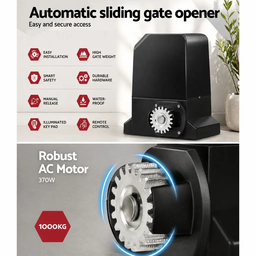 Automatic Sliding Gate Opener Kit 6M 1000KG Driveway Security System