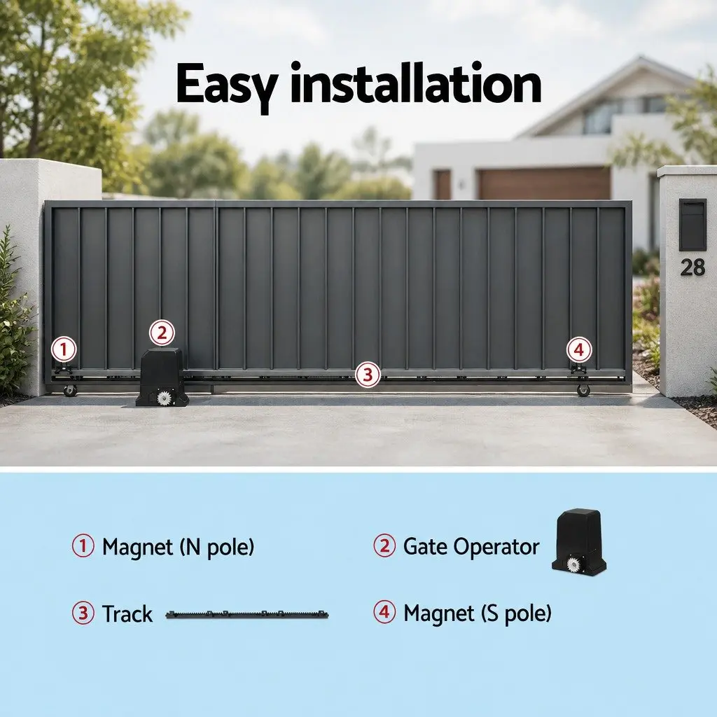 Automatic Sliding Gate Opener Kit 6M 1000KG Driveway Security System