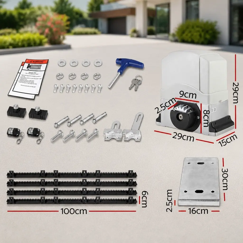 Electric Automatic Sliding Gate Opener Kit Motor 4M 1200kg Remote Control