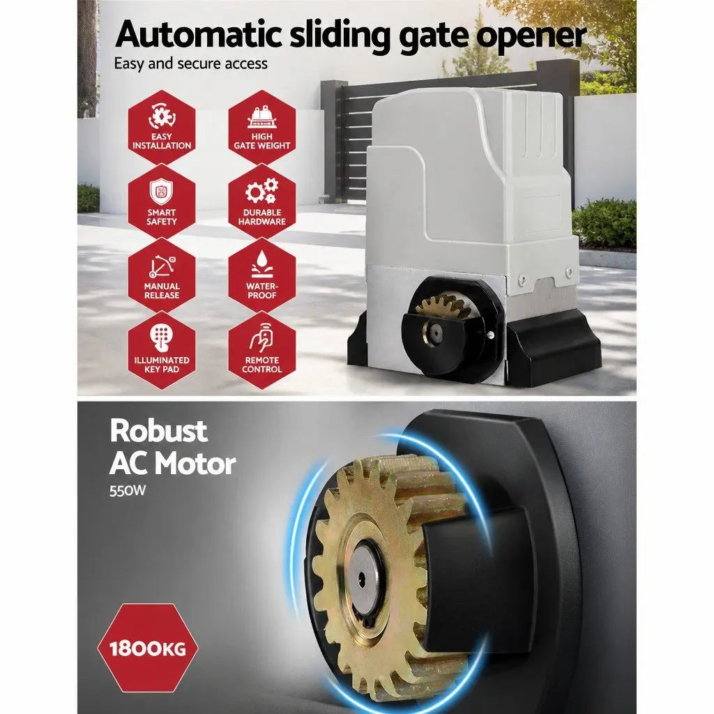 Automatic Sliding Gate Opener Motor Kit Heavy Duty 4M 230V AC