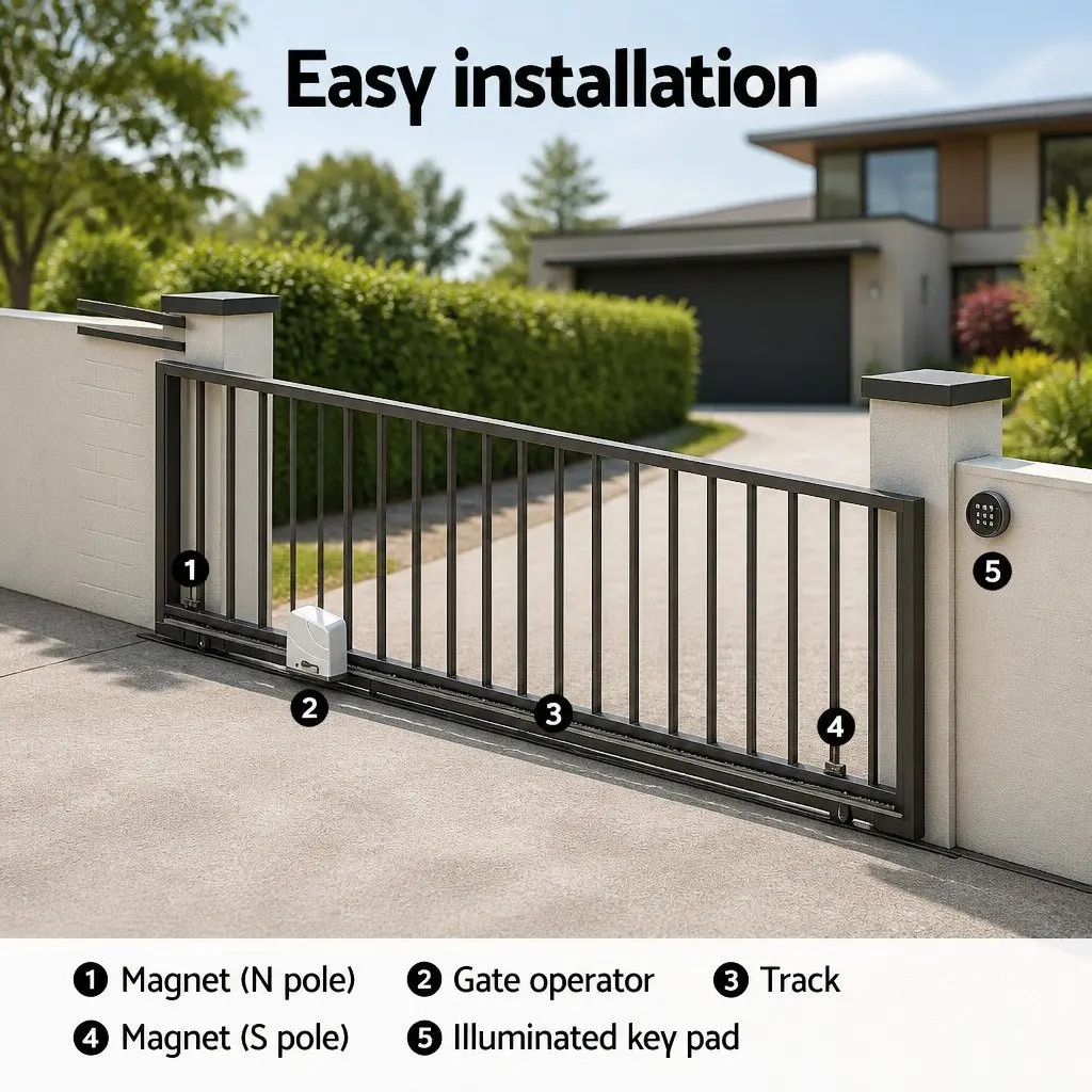 Electric Sliding Gate Opener Remote Control 4M 800KG Gentle Start Stop