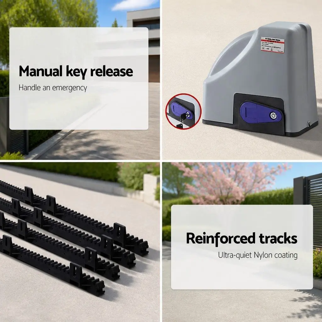 Electric Gate Opener 800KG Automated System with 4M Rail Remote Control and Keypad