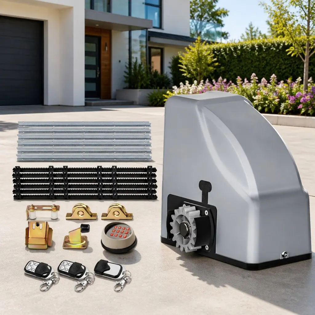 Electric Gate Opener Kit 800kg Capacity 6m Length Silver with Remote Control
