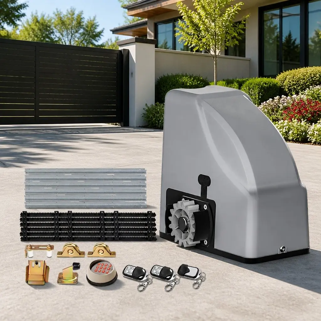 Electric Gate Opener Kit 800kg Capacity 6m Length Silver with Remote Control