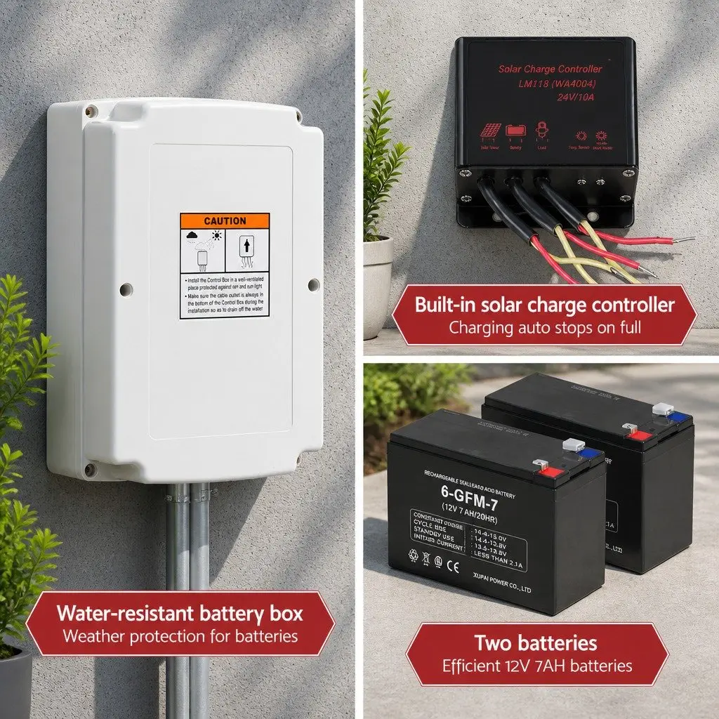 Solar Powered Automatic Gate Opener Kit 10W 6M 600KG Remote Control