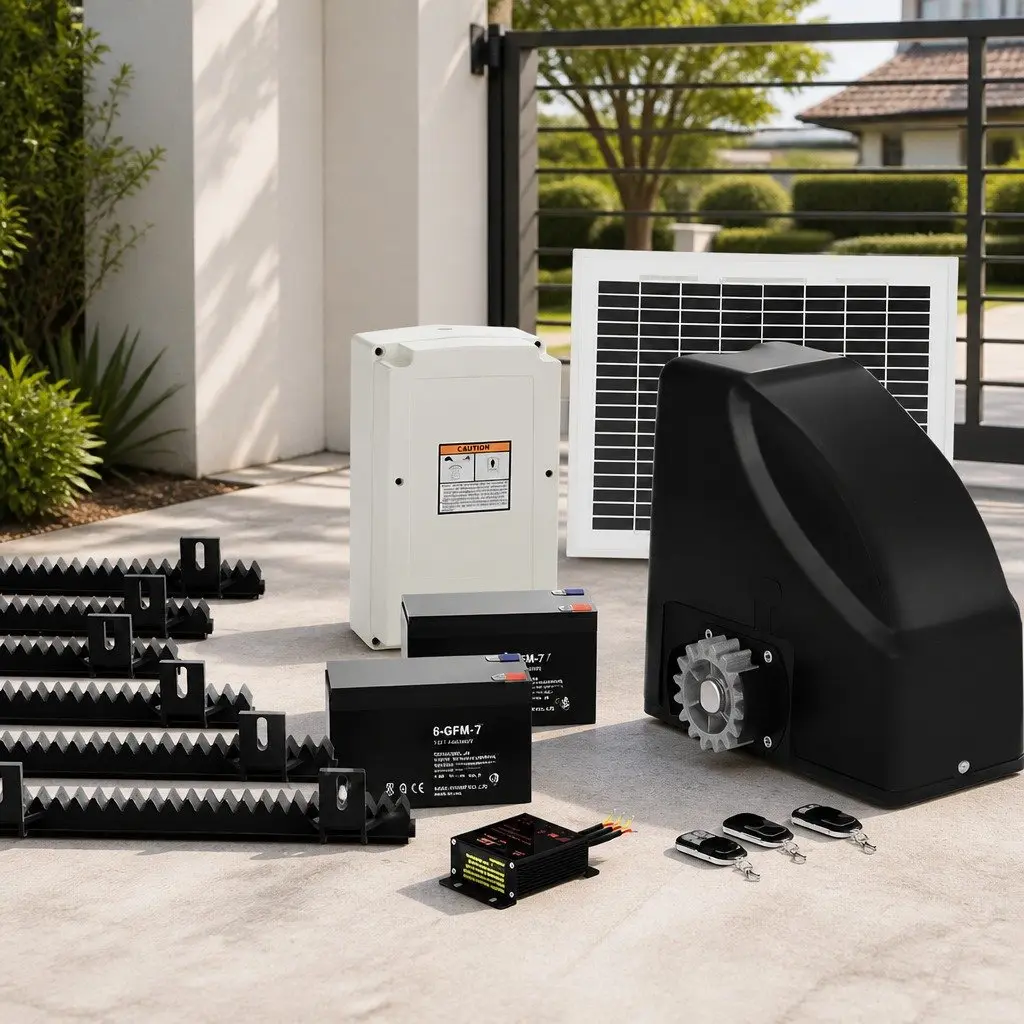 Solar Powered Automatic Gate Opener Kit 10W 6M 600KG Remote Control