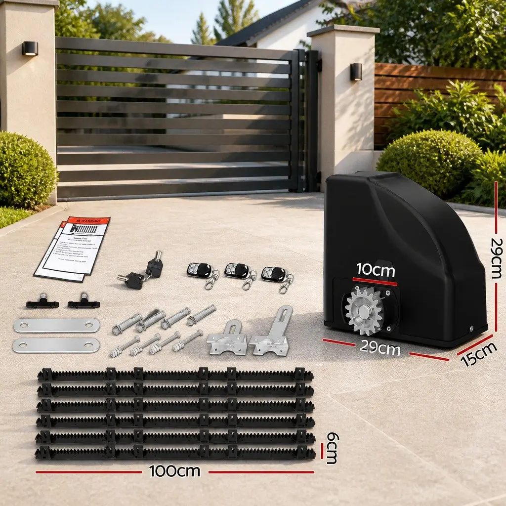 Automatic Sliding Gate Opener Solar Kit 20W 6M 600KG Remote Control