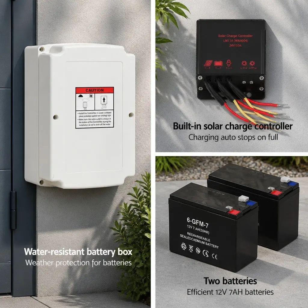 Automatic Sliding Gate Opener Solar Kit 20W 6M 600KG Remote Control