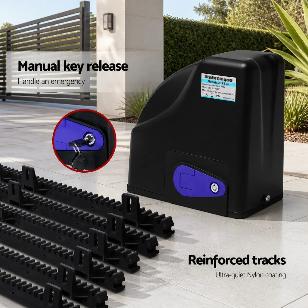 Automatic Sliding Gate Opener Solar Kit 20W 6M 600KG Remote Control