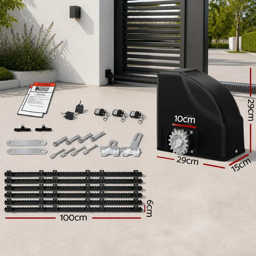 Solar Automatic Sliding Gate Opener Kit 40W 600KG 6M Adjustable Auto-Close