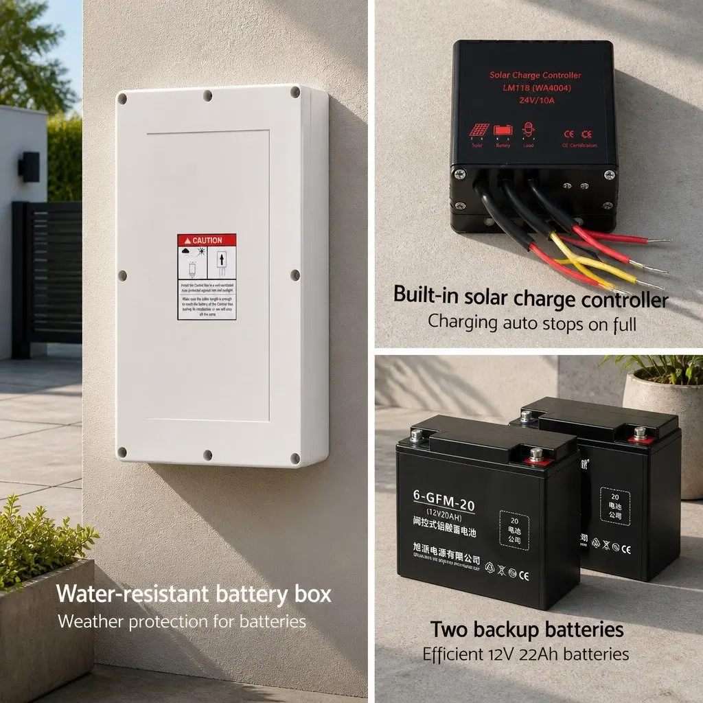 Solar Automatic Sliding Gate Opener Kit 40W 600KG 6M Adjustable Auto-Close