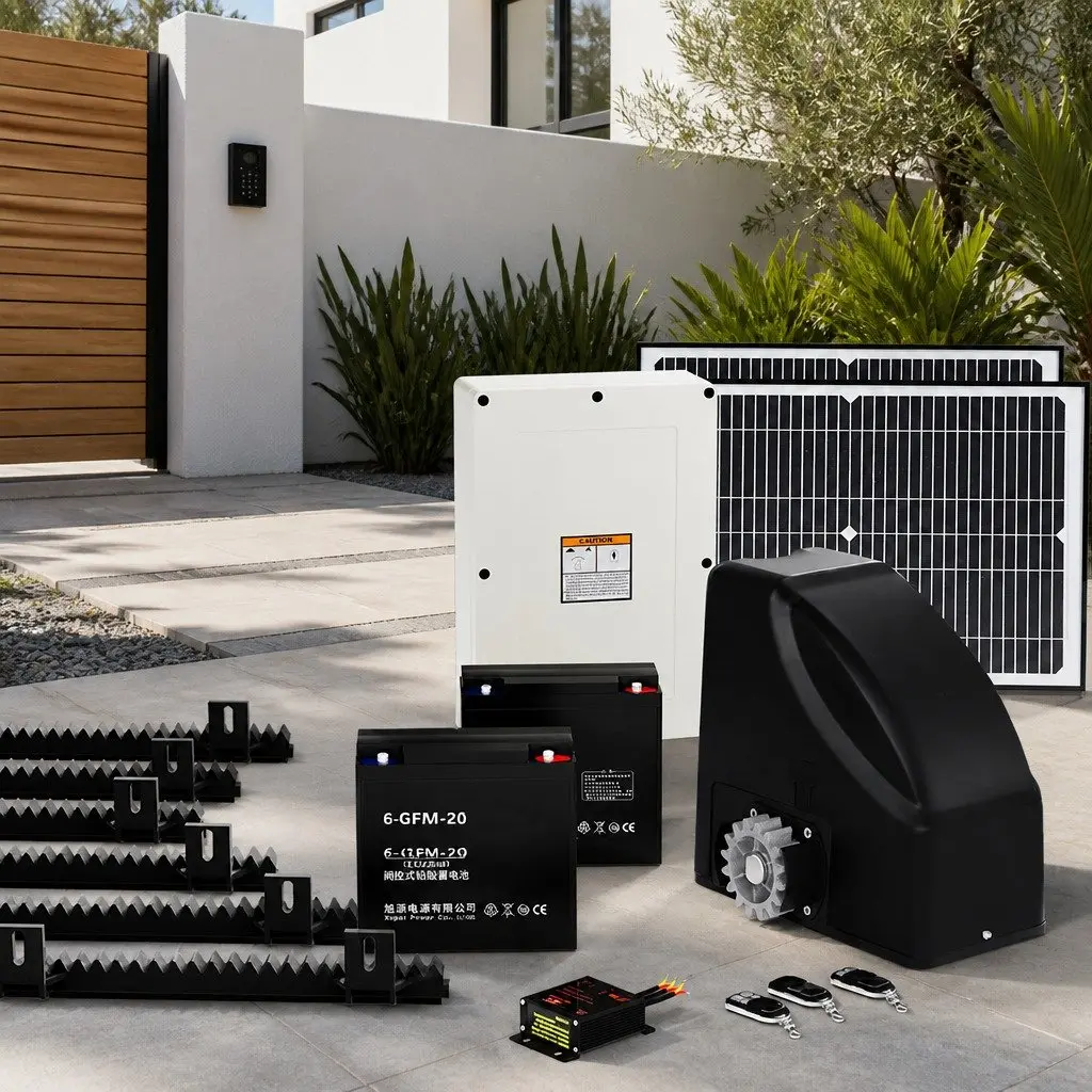 Solar Automatic Sliding Gate Opener Kit 40W 600KG 6M Adjustable Auto-Close