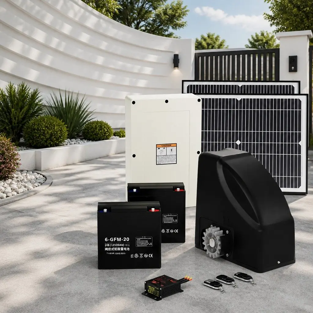 Solar Automatic Gate Opener Powerful 600kg Capacity Remote Control 40W Black