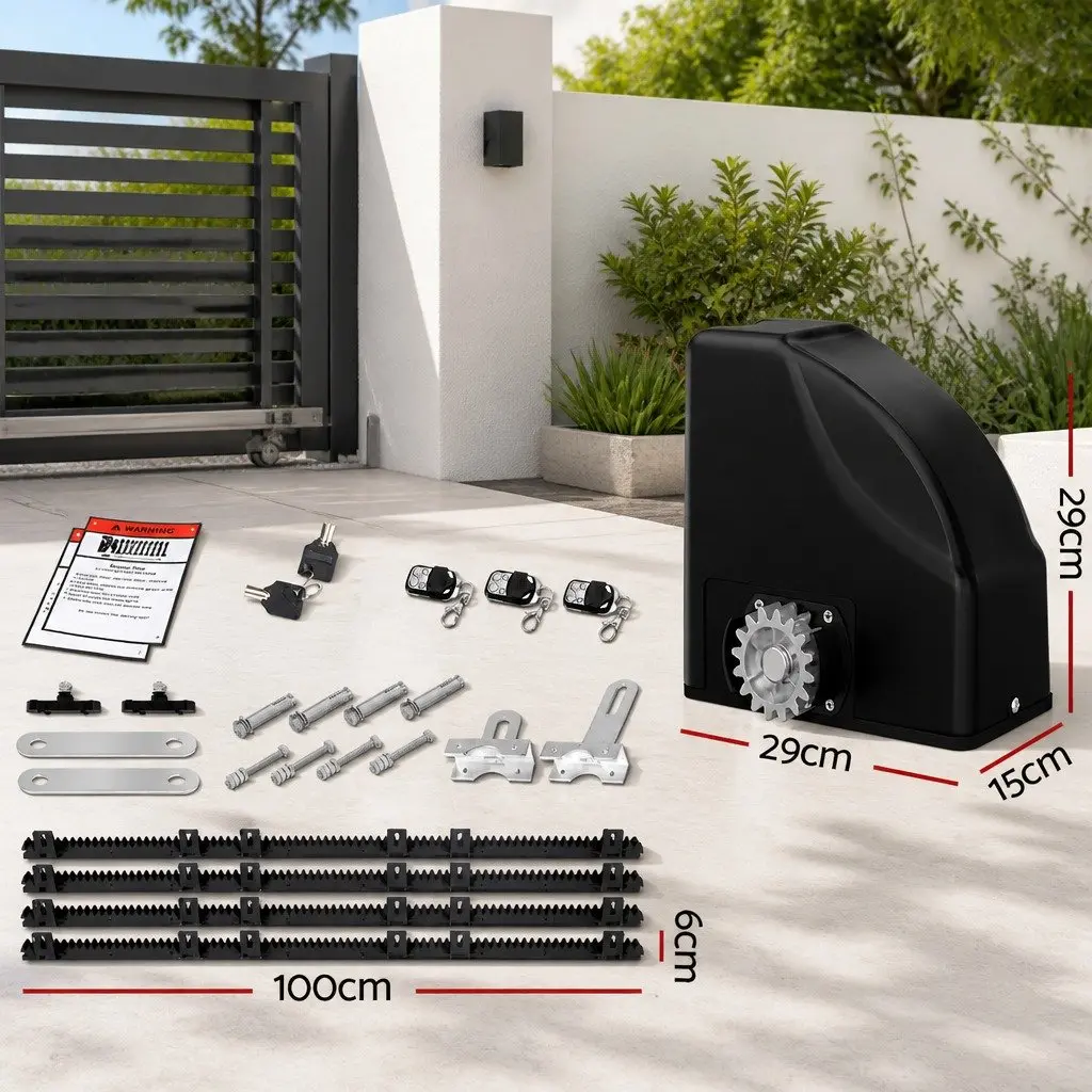 Automatic Sliding Gate Opener Solar Powered 10W Control 600kg Capacity Remote