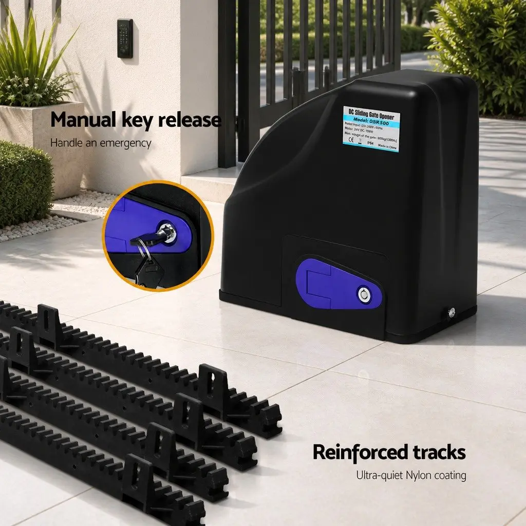 Automatic Sliding Gate Opener Solar Powered 10W Control 600kg Capacity Remote