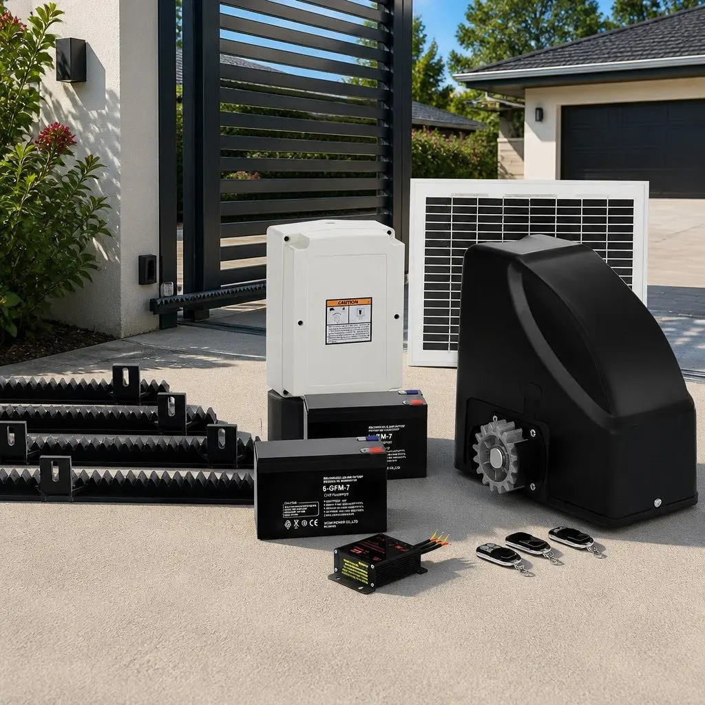 Automatic Sliding Gate Opener Solar Powered 10W Control 600kg Capacity Remote